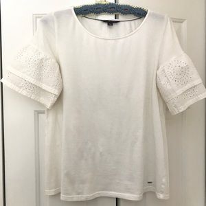 Eyelet Lace Sleeve Tee